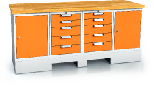 Pracovní stůl alpede UNI - deska - kontejner - paletový podstavec 880 x 2000 x 700